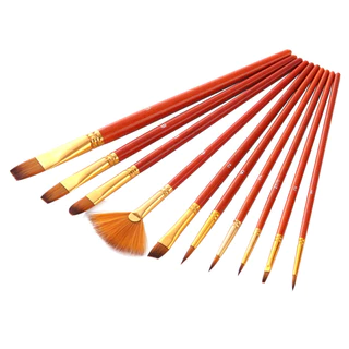 Conjunto De 10pcs Pincéis Para Pintura Kit Pincel Artista Múltiplos Médios Com Cabelos De Nylon Acrílico Aquarelle Aquarela A Óleo De Guache Grandes Suprimentos De Desenho De Arte