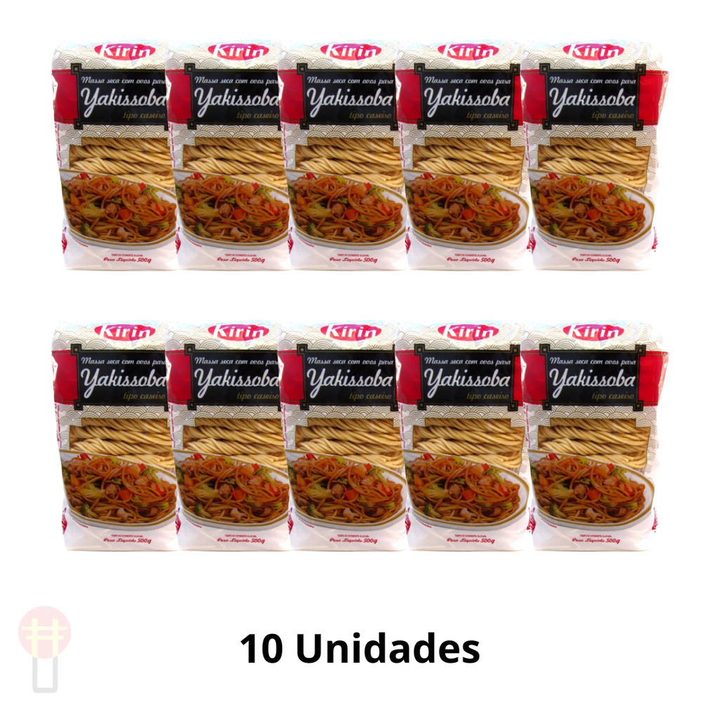 Kit Macarrão Yakissoba Oriental Tipo Caseiro 10un 500g Kirin