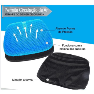 Almofada Com Capa Em Silicone Gel Para Assento Banco de Carro Escritorio Ortopédico - ZALLUNA RJ