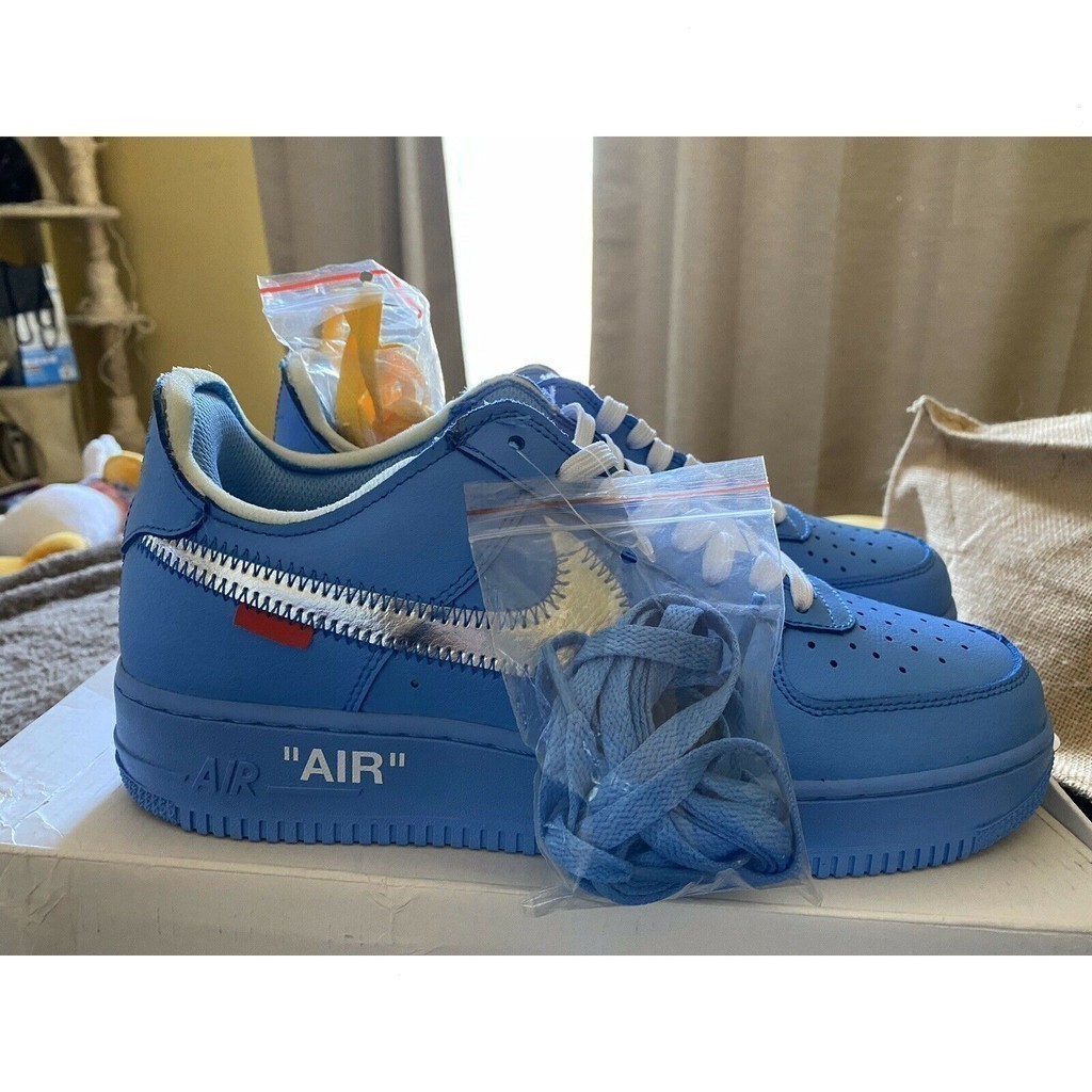 Oblish x Air Force 1'07 MCA Virgil Abloh AF1 Masculino Azul Sapatos Baixos
