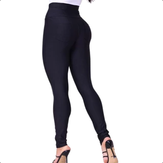 Calça Legging Preta Suplex Com Bolso Zero Transparência/ Suplex Flanelado / Alta Elasticidade com Qualidade e Ótima Costura