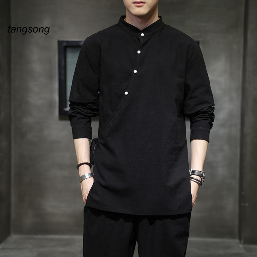 Men Shirt Fall Men's Ethnic Chinês Hanfu Tang Suit Top Retro Lace