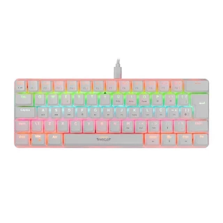 Teclado Mecanico Gamer TGT Sherman Compacto, Rainbow, ABNT2, Switch Azul, Branco, TGT-SHCPTW-RBW01