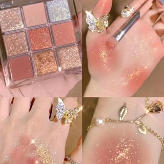 Paleta De Sombra De 9 Sombras De Longa Duração Com Acabamentos Mate , Glitter & Perolados Para O Versátil Diariamente A Glam Looks
