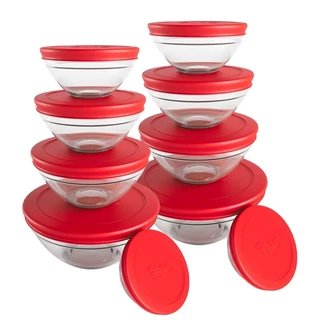 Conjunto Potes de Vidro Redondo Com Tampa 10 Peças