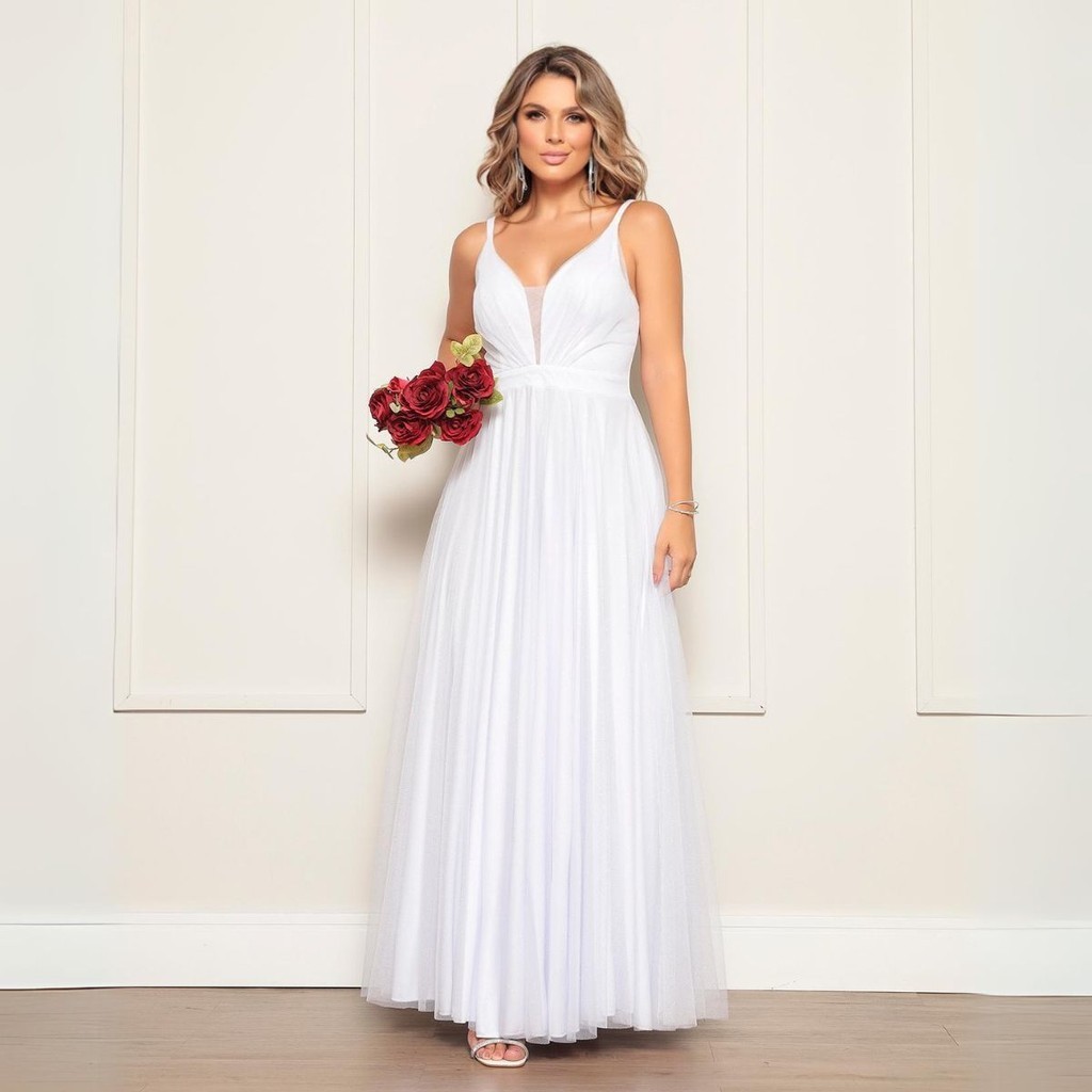 Vestido Simples Vestido Longo Para Casamento No CartÃ³rio Vestido