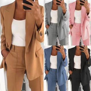 Large Conjunto Feminino Manga Comprida Casual Sólido/Jacket/Long Sleeve/Loose/Simple/Commuter/Professional Coat em Promoção na Shopee Large Conjunto Feminino Manga Comprida Casual Sólido/Jacket/Long Sleeve/Loose/Simple/Commuter/Professional Coat
