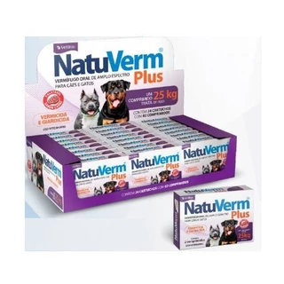 Kit 24 Vermífugo Para Cães De Grande Porte Natu Verm Plus Giardia 25kg