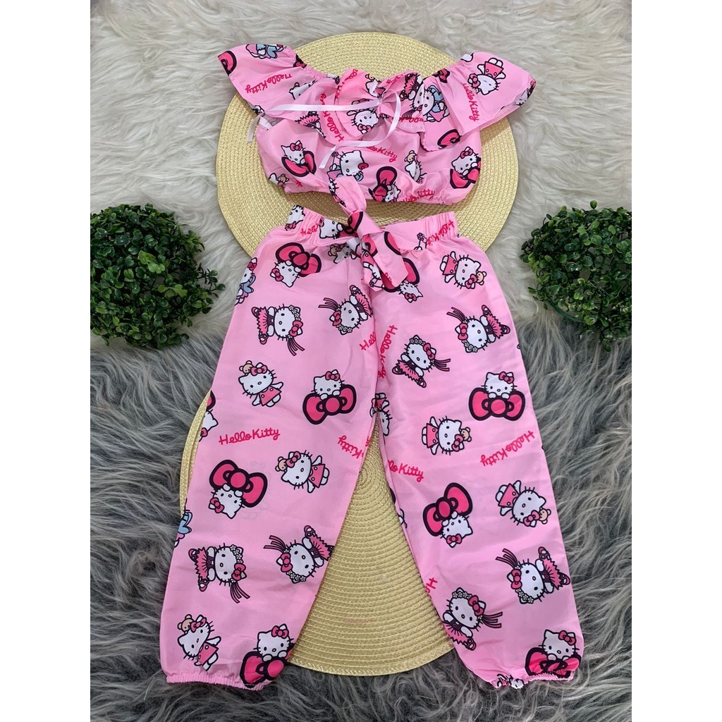 Conjunto Blogueira Hello | Shopee Brasil