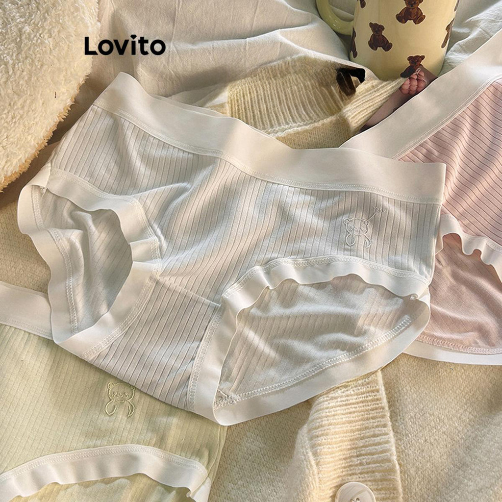 Lovito Calcinha Casual Lisa Colorblock Para Mulheres LNE50452