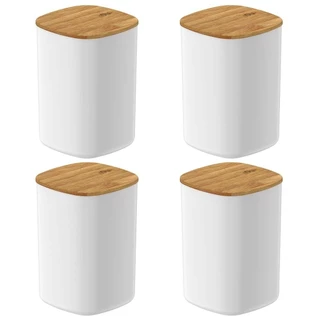 4x Pote Hermético de Plástico 1L OU Keep com Tampa Bambu