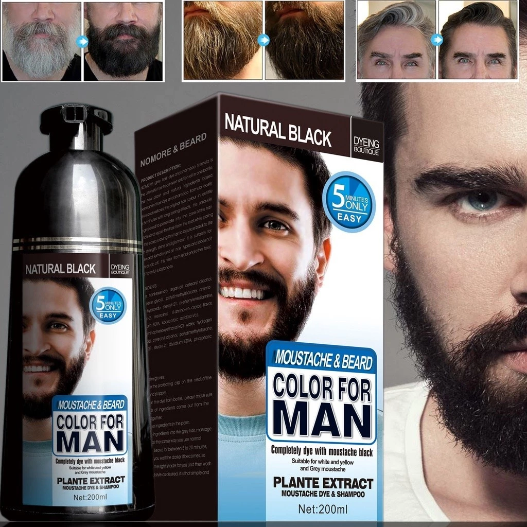 Shampoo Natural De Longa Duração 100ml Tintura De Barba Para Homens .