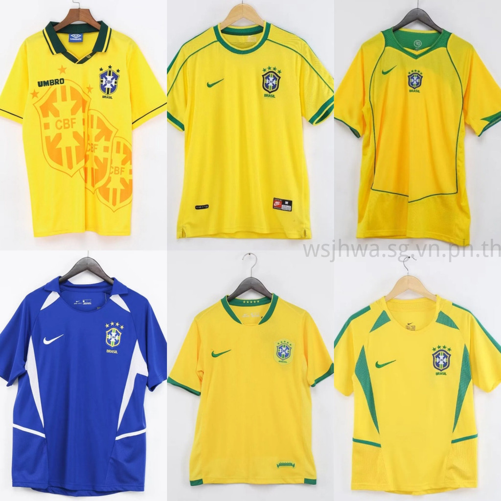 Retro 1994 98 2002 04 06 Copa Do Mundo Brasil Home Away Jersey Camisa De Futebol Clássica Amarela