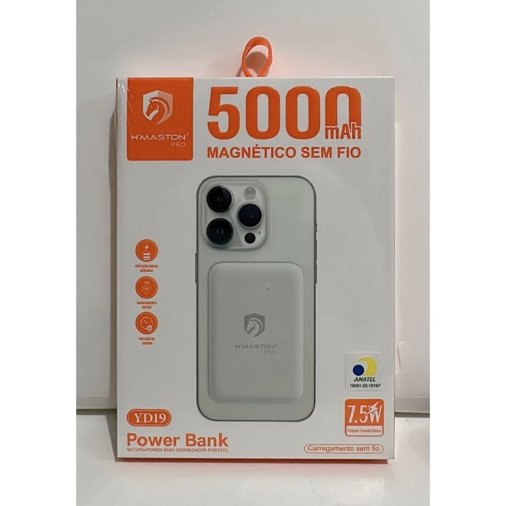 Portátil Power Bank 5000mAh Magnetico Sem Fio H Manston Carregador Portátil