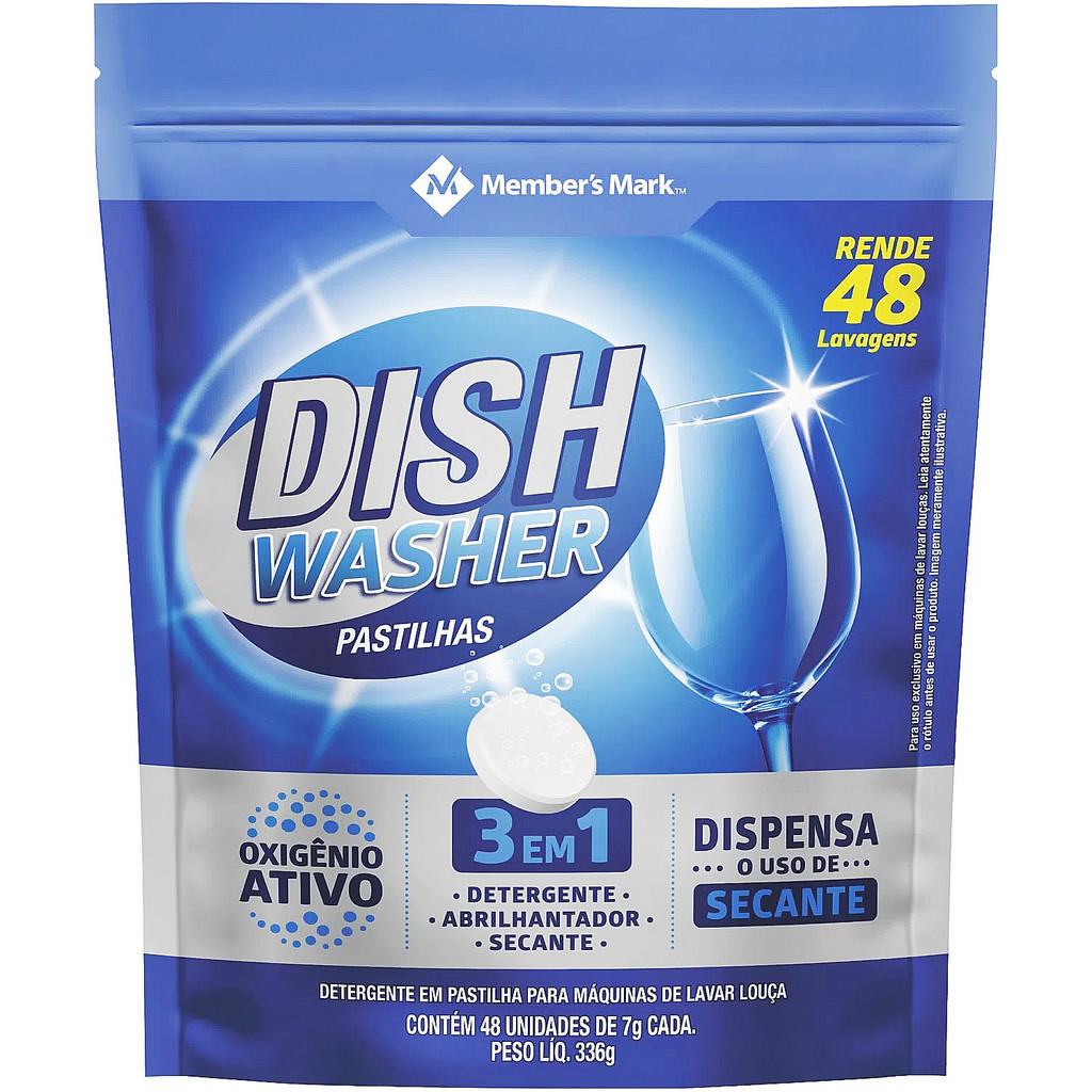 Detergente em Pastilhas para Lava Louças Dish Washer Member's Mark Pacote Com 48 Unidades