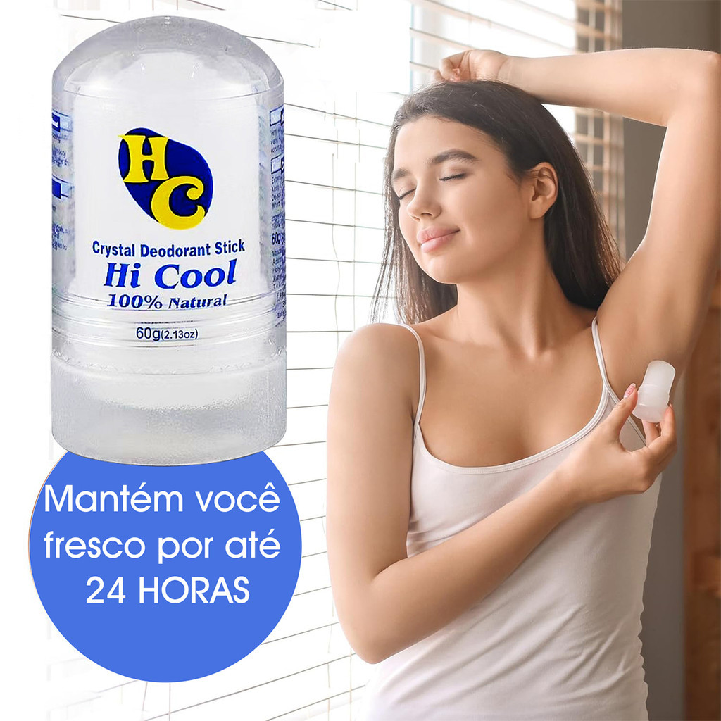 Desodorante natural Cristal/Pedra (60g) Pode ser usado em todo o corpo ...