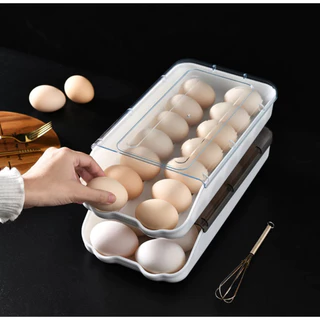Organizador de Ovos Dispenser Rolante Branco Acrílico com Tampa/Porta Ovos Organizador de Geladeira Bandeja