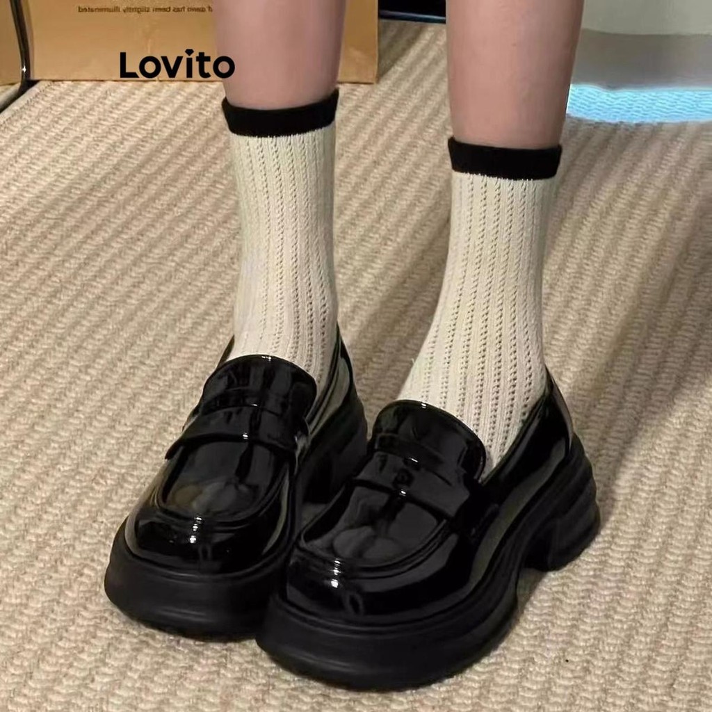 Lovito Lindos Sapatos De Barco Com Sola Grossa E Lisa Para Mulheres LFA20373