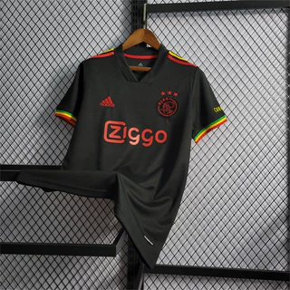 Camisa de Futebol Ajax Away 21-22A-X Camisa de Suor Preta para Homens