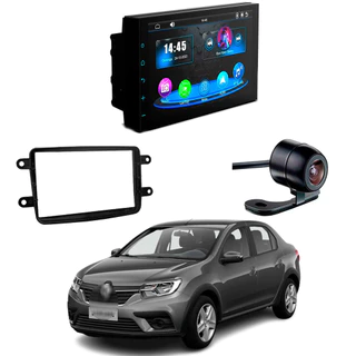 Central Multimídia CarPlay Mp5 2 Din Faaftech 7 Polegadas + Câmera de Ré Borboleta + Moldura 2din Logan