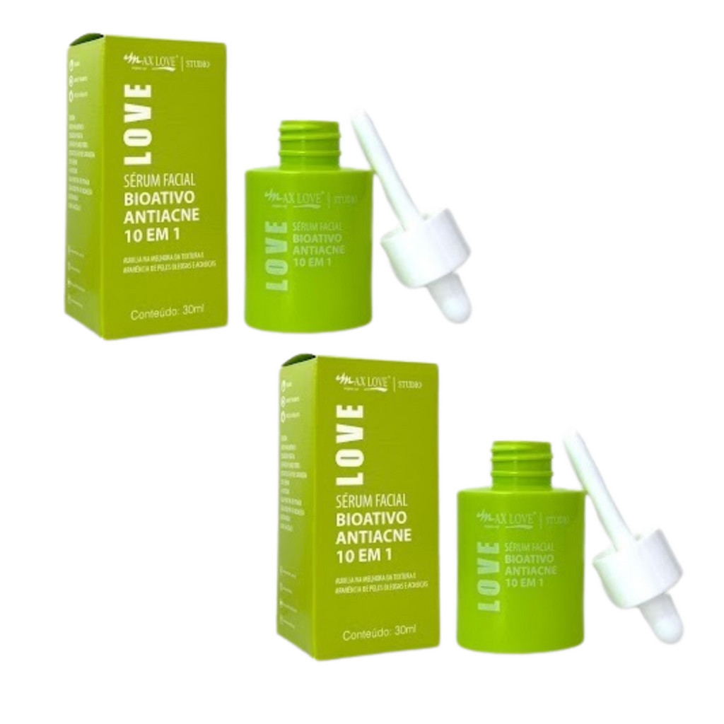 Kit 02 Sérum Facial Bioativo Antiacne - Max Love