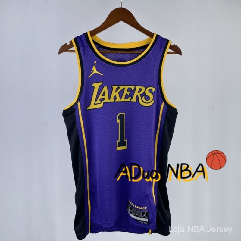 Hot pressed Camisa D'Angelo Russell NBA Los Angeles Lakers 2023 Statement Edition roxo De Basquete jerseys