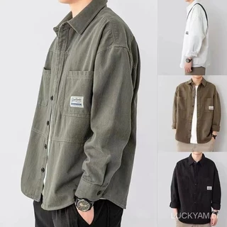 [❇Flash sale❇]New Sale Workwear Shirt Cotton New Work Clothes Shirt Men's Spring and Autumn Regular Coat Shirt Loose Long-Sleeved Autumn and Winter Cardigan Jacket