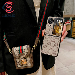 LUSHUO Mala Telefônica Para Samsung Galaxy Z Flip 5 4 3 OPPO Find N2 N3 Fashion Bolsa De Couro Pequena Com Capa Traseira Do Mesmo Estilo Flip3 Flip4 Flip5 N2Flip N3Flip
