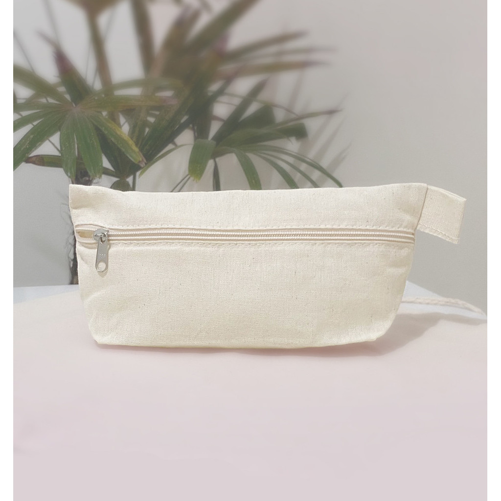 Necessaire em Algodão Cru 25cm x12cm Com Zíper