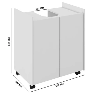 Gabinete Armário Coluna de Pia Banheiro Branco Potenza - Decoração Diferente