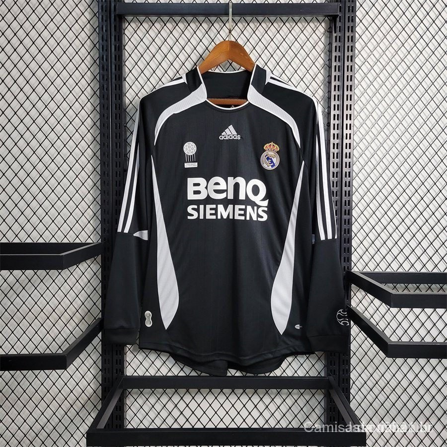 06-07 R- Madrid III Camisa Retro Clássico Preto Manga Longa Futebol 2006 2007 NRJJ