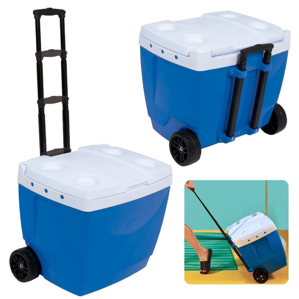Caixa Termica com Rodas e Alça / Carrinho Cooler 42 L Mor Azul | Shopee ...