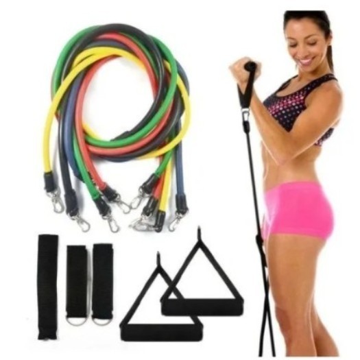 Kit Tubing Elástico 11 Itens Treinamento Funcional Academia - Envio Imediato