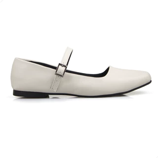 Sapatilha Feminina Bico Quadrado Confortável Off White