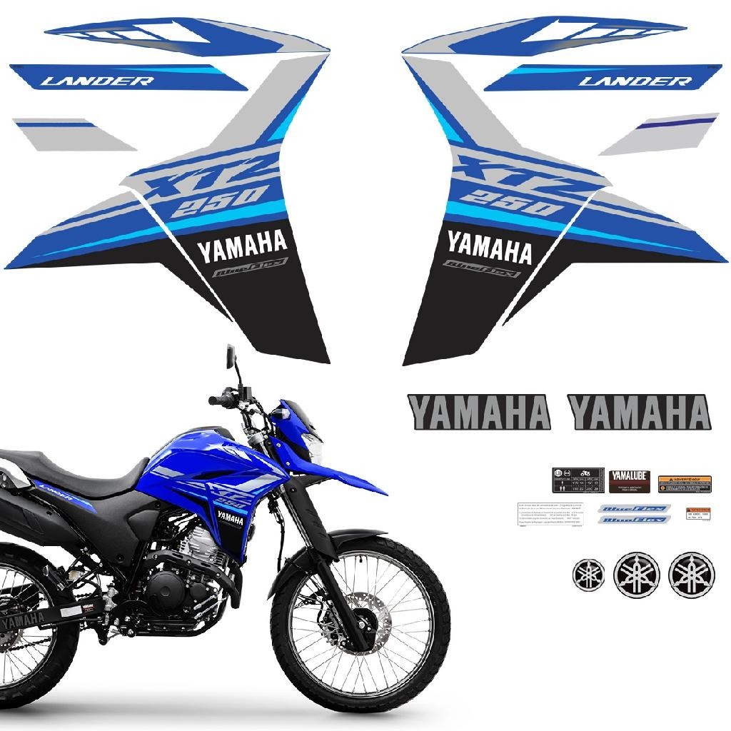 Kit Adesivos Moto Yamaha Lander 250 2021 2022 Azul + Logo | Shopee Brasil