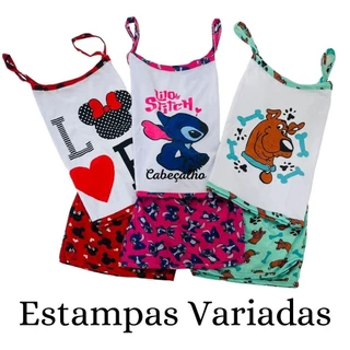 Baby Doll Malha Confortável Estampado Adulto Feminina Short Curto Fresco Su em Oferta na Shopee