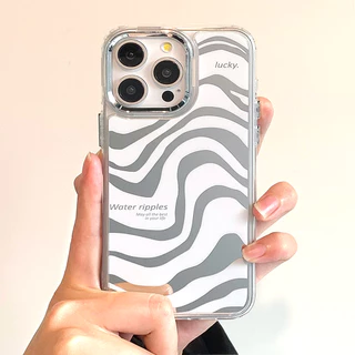 Moda Zebra Print Water Ripples Mirror Case Compatível Para iPhone 15 14 13 11 12 Pro Max Xs Xr Capa Traseira Dura À Prova De Choque