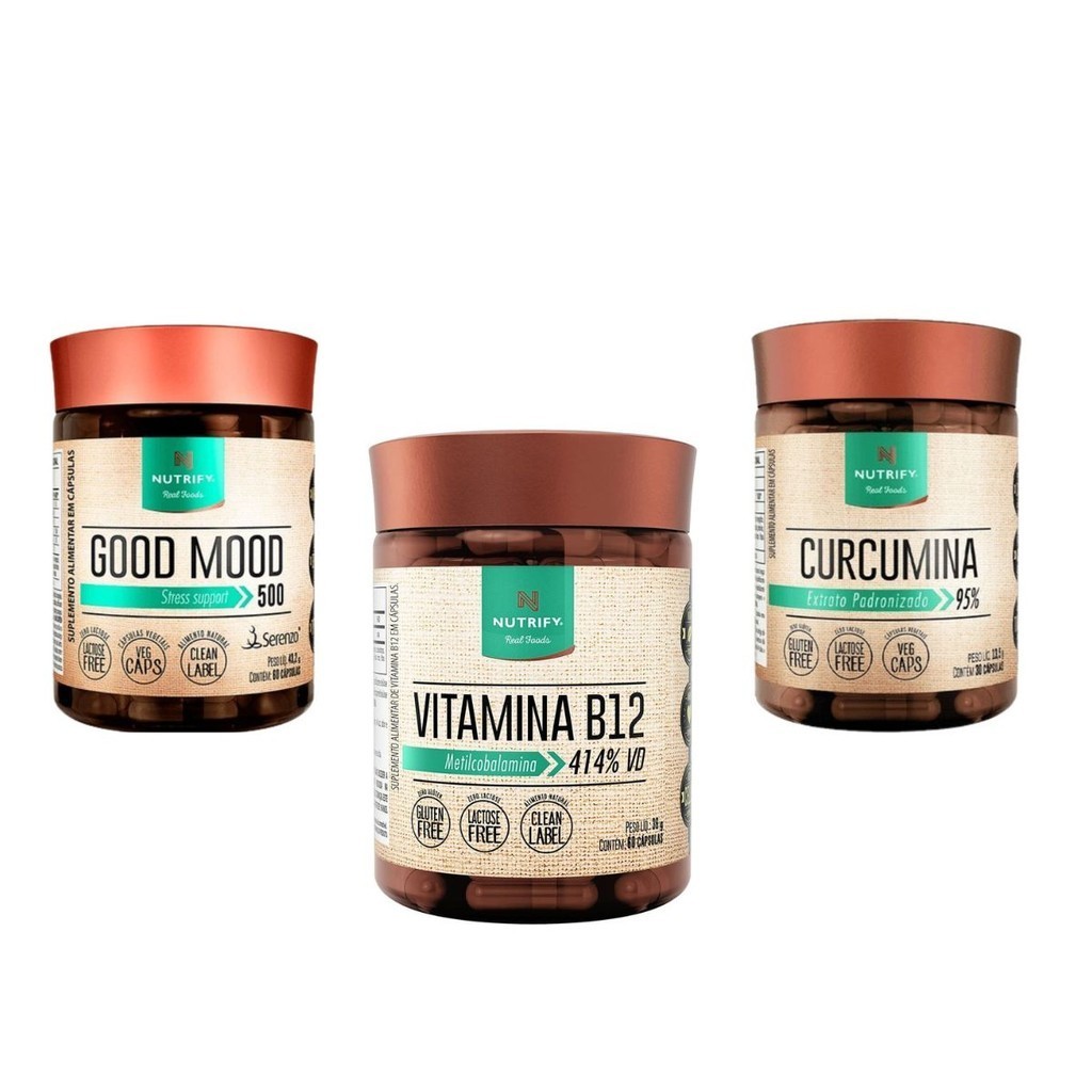 Kit vitamina b12 metilcobalamina curcumina good mood nutrify