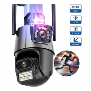 Câmera De Segurança Externa Lente Dupla Com Sirene 6mp Full Hd 4K360graus Wifi Visão Noturna