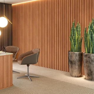 Painel Ripado Decorativo Paris 250x90 Freijó Painel Ripado Decorativo Paris 250x90 Freijó