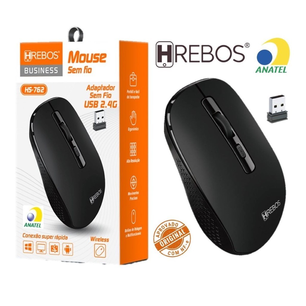 Mouse Sem Fio Wireless 2.4G Black Classic Leve Compacto | Shopee Brasil