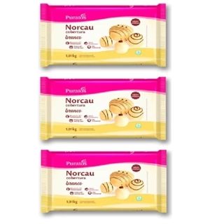 Kit 3 Cobertura Norcau Barra 1,01kg Branco