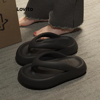Lovito Chinelos lisos casuais chinelos macios para móveis sandália plana para mulheres LFA23237