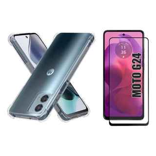Capa Case Capinha Anti Impacto Para Motorola Moto G24 + Pelicula 3D Vidro Temperado