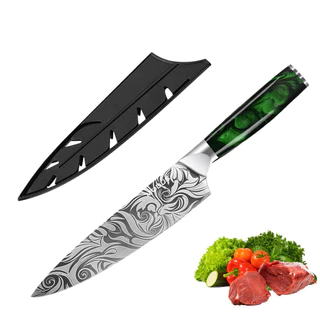 MODUS Faca de Cozinha Churrasco Carne Chef Churrasco Sushi Tubarão shark 33cm Verde HT08V