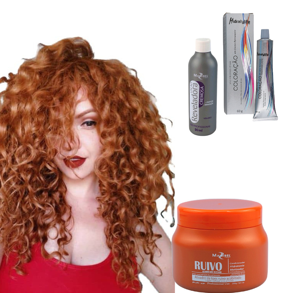 Tinta Cabelo 8.4 Loiro Claro Cobre + Ox20 + Matiz Ruivo 250g | Shopee ...