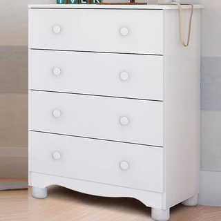 Cômoda Junior Simples 4 Gavetas Branco / Branco Carvalho Peroba