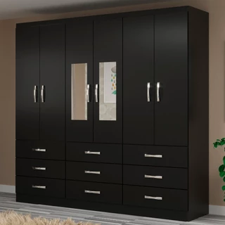 Guarda-Roupa Solteiro Bergamo 6 Portas 9 Gavetas com Espelho