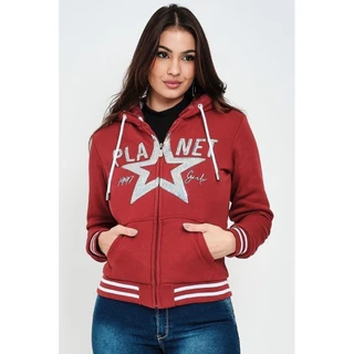 Moletom Feminino Dupla Face New Com Chaveiro Planet Girls Vermelho Escuro