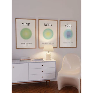 Kit 3 Quadros Decorativos Mente Corpo e Alma